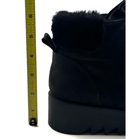 Eileen Fisher Kenille Black Nubuck Bootie Shearling Trim Wedge Womens 7 New $255 - Picture 7 of 10